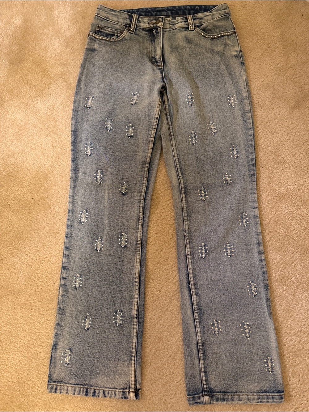 Women’s Light Blue Embellished Jeans by Jeanology vintage